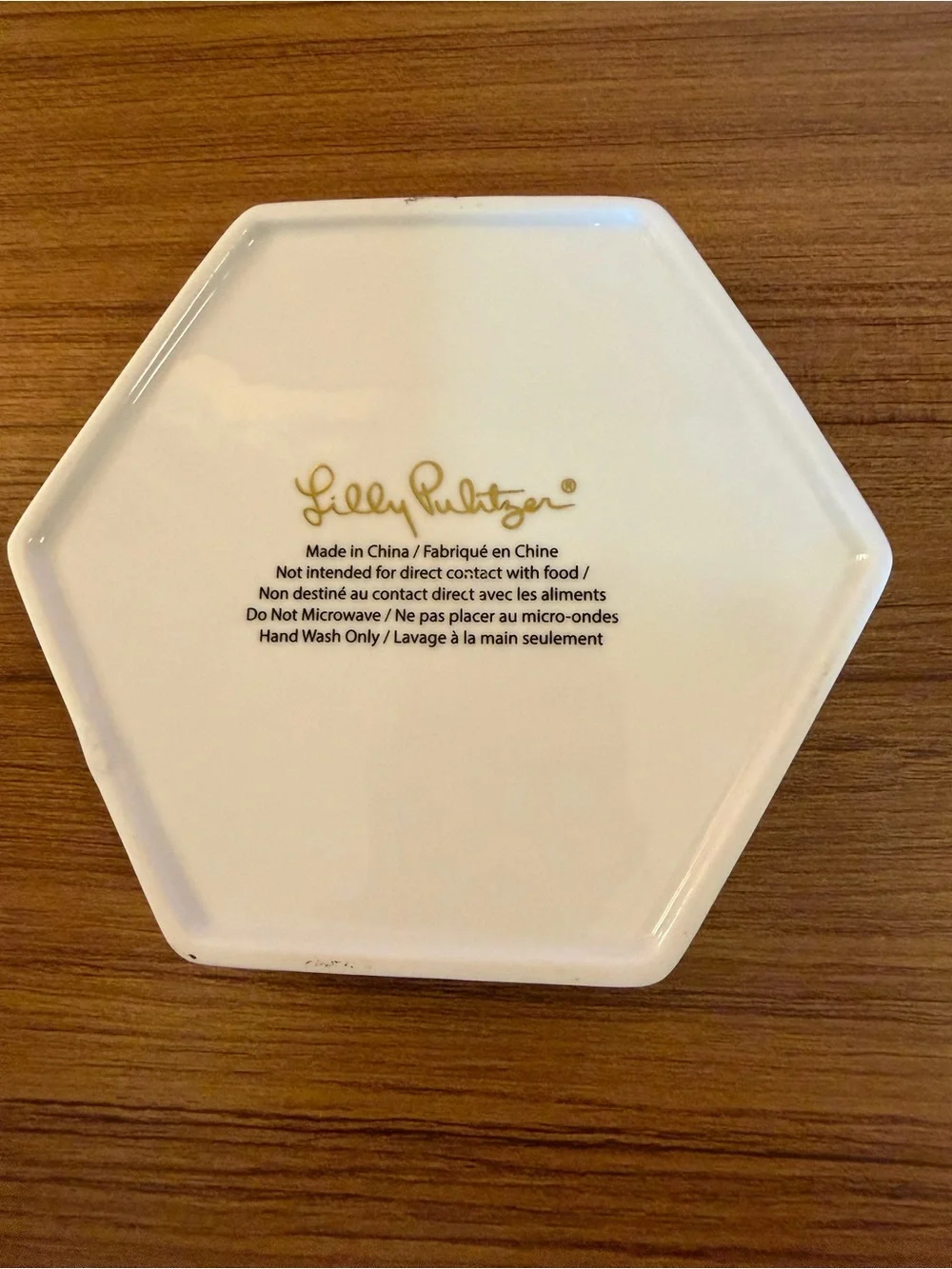 LILLY PULITZER Ceramic Hexagonal TROPICAL PINEAPPLE Trinket Dish 5.5 inches Wide